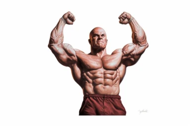 muscle+man , highly detailed, isolated on white, clipart,
