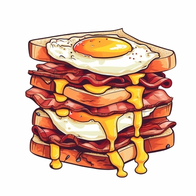 bacon egg and cheese sandwich t-shirt design graphic, vector, logo design, clipart, isolated, white background, .75 gutter