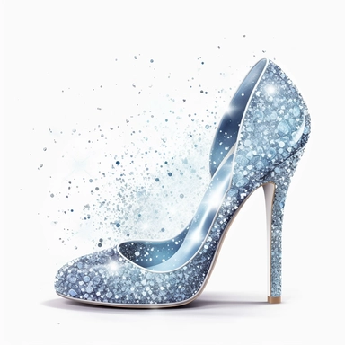 a beautiful prom stiletto sparkle and glitter in pastel blue white background Clipart