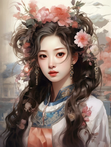 A confident girl with rich facial expressions, teary-eyed，Chinoiserie, Watercolor painting, rich colors, clean background, clipart png, photorealistic, watercolor, digital painting, WHITE BACKGROUND, fantasy style, realistic, painting, 8k, ultra details,