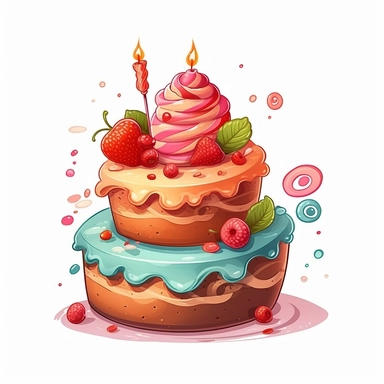 3rd of birthday cake, Clipart, Vector Style, Logo design, White Background