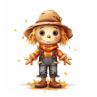 Clipart, cute scarecrow, Thanksgiving, isolated on white background