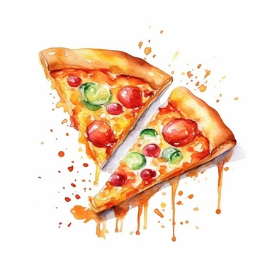 pizza watercolor design clipart