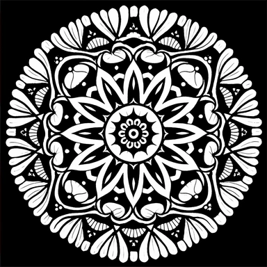 geometric mandala fewer details without all shadings, the pattern must not protrude from the image, clipart, black and white, thin but strong continuous lines, must not fill with black any areas of the pattern coloring pages,only contours, only outlines, hard edges