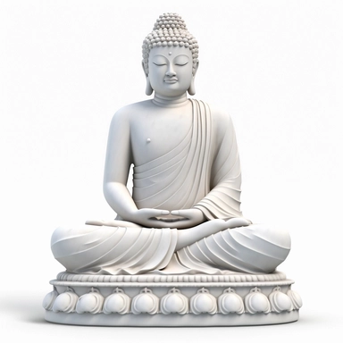 clipart of Buddha statue, hyperrealistic, photorealistic, white background