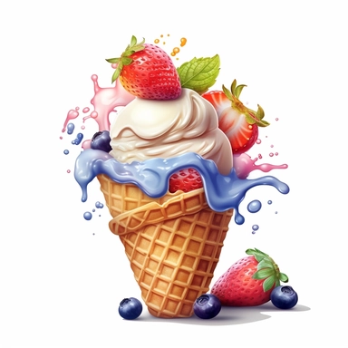 Ice cream Realistic Clipart, Logo Design, High Quality, White Background