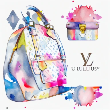 watercolor luis vuitton inspired fashion clipart, no letters, white background
