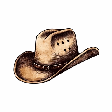 Vintage cowboy hat, clip art, multilayered, simple outline, white background