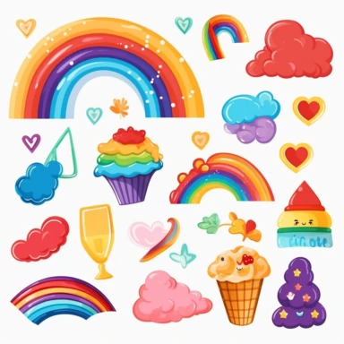 lgbt rainbow element clipart,Cartoon style,white background