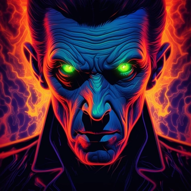 dracula, glowing eyes, clipart, Halloween, glow in the dark, neon, uhd, vivid, colorful, highly detailed
