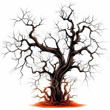 Spooky Tree Halloween Clipart on a white background