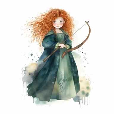 .''princess Merida full body watercolour clipart high quality''