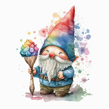 Cute Gnome Autism, clipart, watercolor,White background