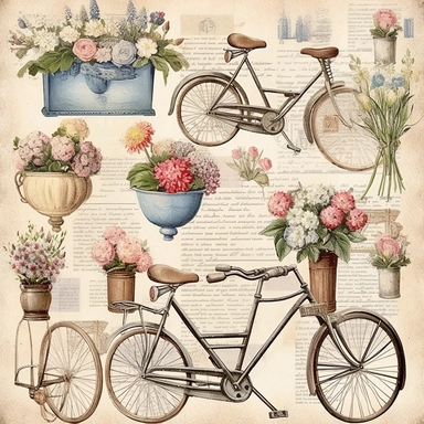 beautiful french bicycle Clipart - 13 High Quality JPGs - Digital Download - Card Making, Mixed Media, Digital Paper Craft