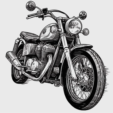 Motorcycles car clip art, black and white, very simple, clip art, front of motorcycle