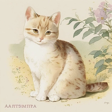 Cute - french style a farm kitten smiling clipart, happy kitten, happy facial expression, 1960, in the style of realistic watercolors, childlike innocence and charm, adorable eyes, rosy cheeks, shy posture, feminine sensibilities, realistic drawing in storybook illustration, pencil drawing by Angela Barrett, Elsa Beskow 300 DPI, valentines day themed, white background