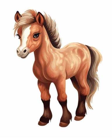 cute baby farm horse, soft and fuzzy, clip art, no background