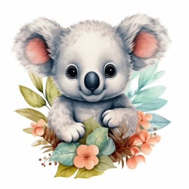 Clipart baby koala bear, bright color