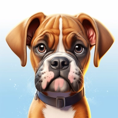 Boxer puppy, Closeup Portrait, Clipart, Digital art, kawaii, disney style, Pixar, hyperdetailed, 1080p, Ultra-HD no background