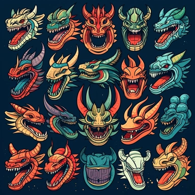 dragon Generate a set of clipart images that are sharp and exhibit the characteristics of hand-drawn illustrations created in Procreate. The images should include various objects, animals, and plants. The style should be clean and minimalistic, with bold outlines and vibrant colors. Please ensure that the images have a resolution of at least 1000x1000 pixels and are suitable for use in digital and print media. The illustrations should appear visually appealing and suitable for use in children's 