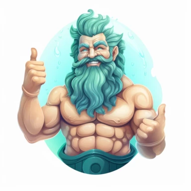 happy neptune clipart, 8K quality, ultra detailed clipart, without signature and without meaningless lines, clipart, white background, High Quality clipart, no writting background, no writting, realistic , ultra detailed