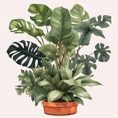 Clipart, vector, potted plant, with transparent background