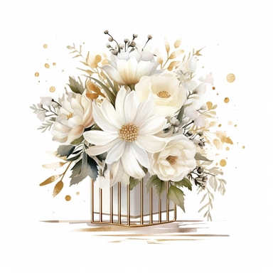 watercolour beautiful realistic white floral wedding flower spray on gold rectangle stand realistic elegant wedding floral display stand with white glitter wedding flowers ,build a family style clip art illustrated clip art graphics , PNG image,transparent background ,ultra highly detailed, 18k, sharp focus, bright photo with vibrant colours, digitally enhanced,photographic, enhanced graphics, png format, straight, sharp focus, bright lighting, intricate detailed png image ,high definition,300dp