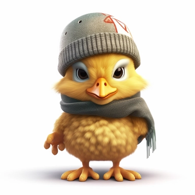clipart, little chicken skateboard and wearing a beanie hyper realistic