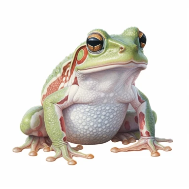 watercolor for a clipart with a white background of a hyperdetailed frog, painted by Mary Jane Ansell