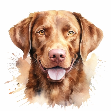 Chesapeake Bay Retriever portrait. watercolor, illustration, clipart 32k, HD,