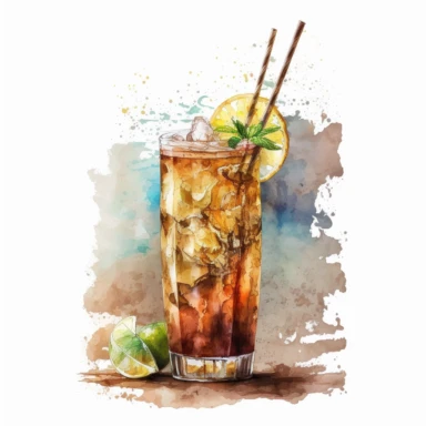 watercolor long island iced tea clipart white background, no caption