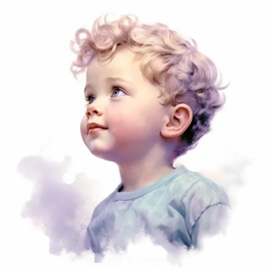 clipart happy adorable little vintage boy, cloud blue and pastel purple, portrait, profile, oil clipart style, accurate details, oil painting technique, super high quality, professional oil clipart, high resolution, 8k, isolated white background