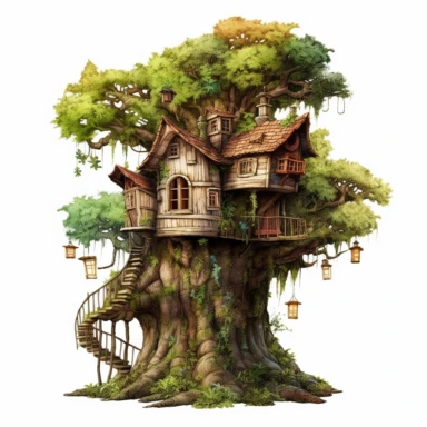 clipart, clip art, fantasy miniature tree house