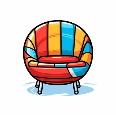 A clip art image of colorful doodle beach ball chair cartoonish isolated white background, minimalist, 8K, C20