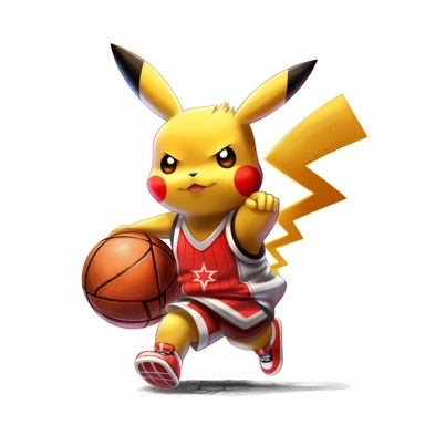 Pikachu wearing Chicago bulls kit basketball clipart white background