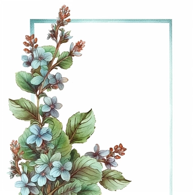 Holy Basil, page border style, clipart, watercolor, vintage--q2