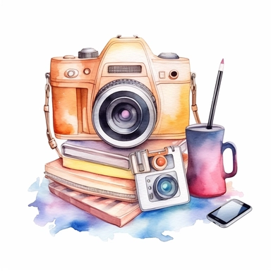 social media watercolor clipart. Facebook, tiktok, Pinterest, instagram, email cellphone laptop