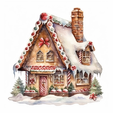 watercolor gingerbread house christmas clip art