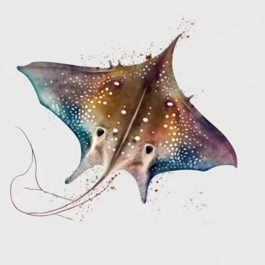 watercolor manta ray clipart, white background, no comment, 8k