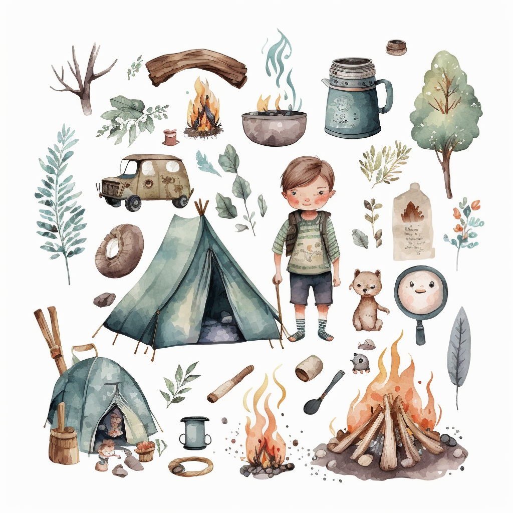boys camping cliparts