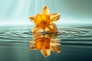 daffodil flower clipart, flooded sun, realistic photo, photography, 8k