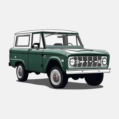 Style clipart, on a white background, vector, vector illustration, Holly Green, 1966 Ford Bronco Half Cab Pickup, svg