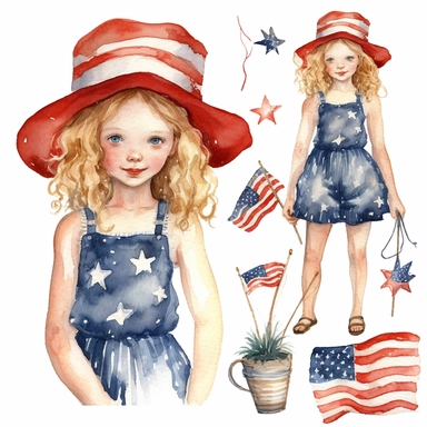 4th of july, watercolor clipart, bundles