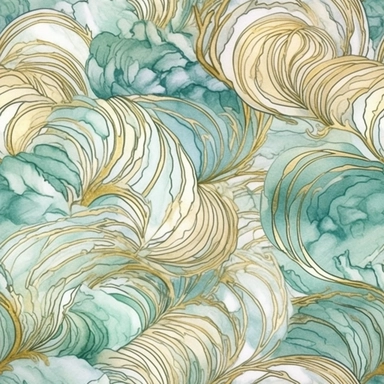 aqua clipart, Watercolor paper, pale colors, gold striated, mermaid , romantic , pre-raphaelite, abstract