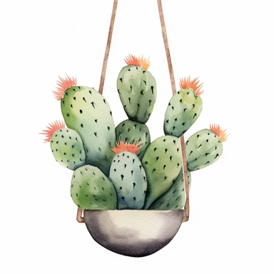 create a hand drawn watercolor clipart of a cactus, white background, 4k