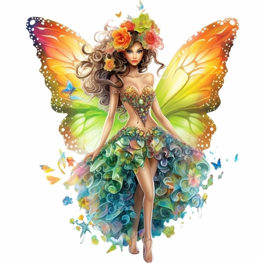beautiful garden fairy clipart half body, in the style of nene thomas, made of colored crystals, high detailed, pictorial harmony, contest winner, bright and colorful