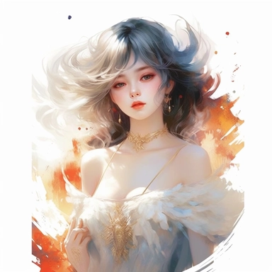 a beutiful relistic looking girl standing full hieght r,alchemy of the soul, Takehisa Yumeji's art style, soft, glowing watercolour clipart, isolated clipart, white background