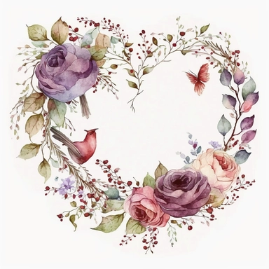 valentines wreath watercolor clipart