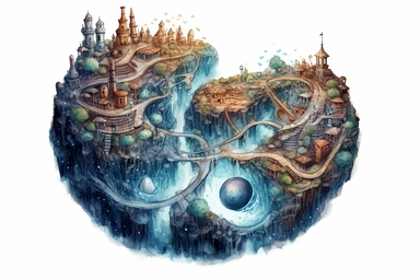 Watercolor, Design a planet with a labyrinthine network of caves and underground tunnels clipart, hd, on a white background, spaced out