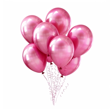 pink birthday balloons. Clipart, white background